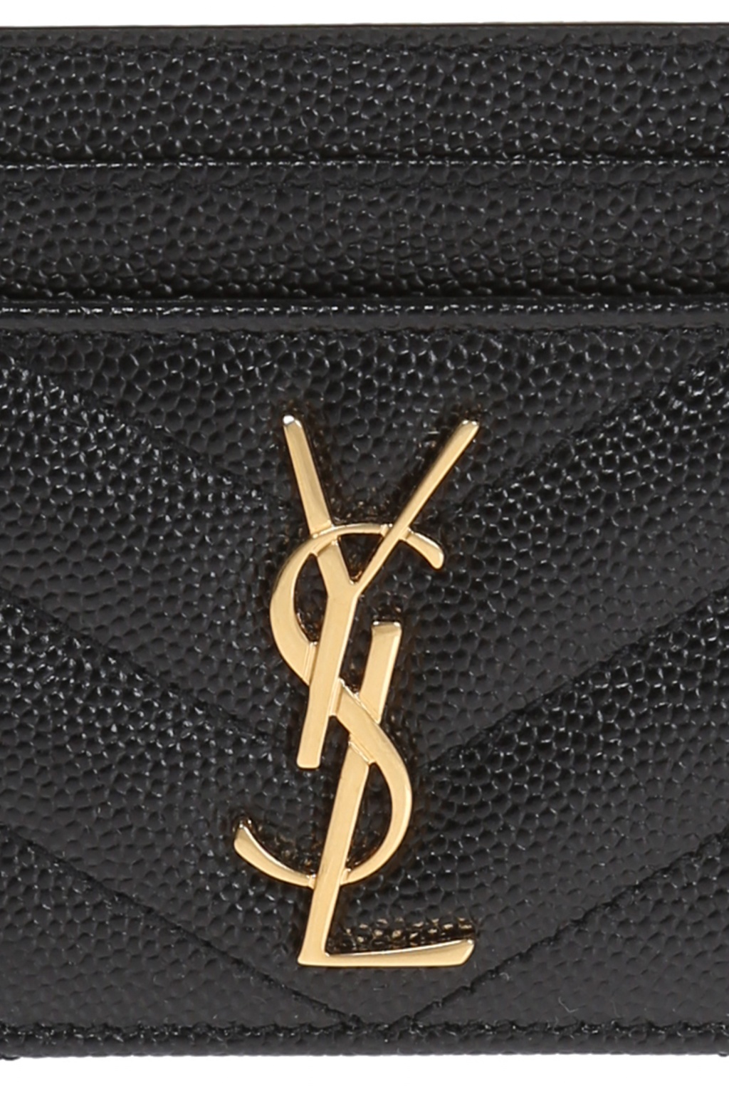 ★Saint Laurent★ Mini Monogram Open Card Holder Black Gold SAINT LAURENT YSL Monogram Fragments Leather Zippered Card